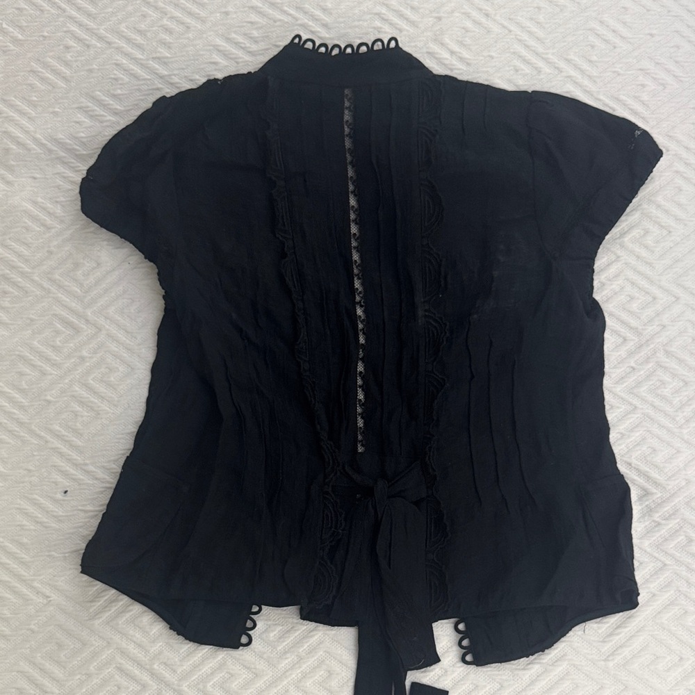 BCBGMaxAzria Black Ruffled Blouse - Picture 3 of 4